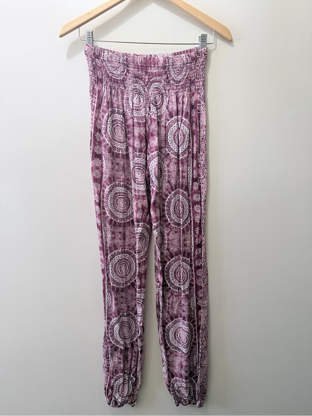 Lotus & Luna Madeira Mandala Paisley Harem Pants Magenta Floral Tie Dye Yoga OS